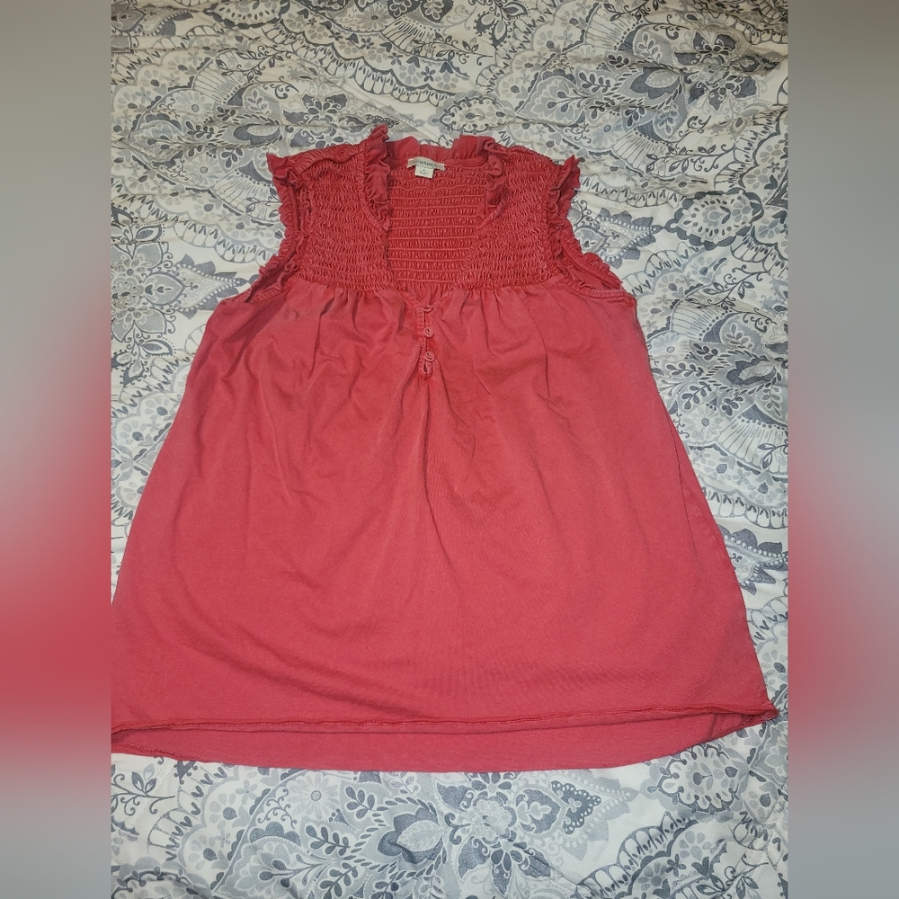 Sundance Smocked Ruffle Neck Babydoll Tank Top Sz Small